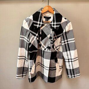 Sandro Sportswear Windowpane Plaid Jacket Size M Black and White Double Breasted